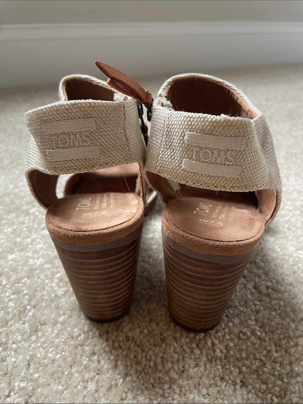 TOMS Cream Cross‑Strap Wedge Sandals - Picture 5 of 5